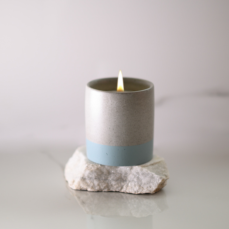 Αρωματικό κερί σόγιας σε τσιμεντένιο δοχείο - Γαλάζιο